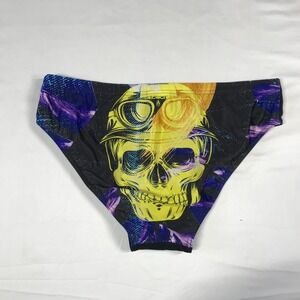 Arena Mens Swim Brief Black Skull Galaxy Print Performance Swimwear Size 36